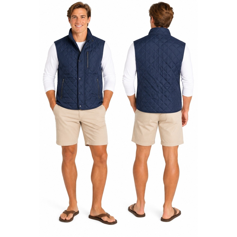 Tailorbyrd Vest M Quilted Diamond Full Zip Snap Pockets Preppy Classic Layering